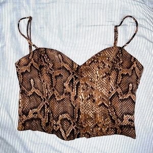 Zara Snakeskin Bustier Corset Crop Top
